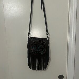 Montana West Black and Blue Crossbody Bag with Fringe
